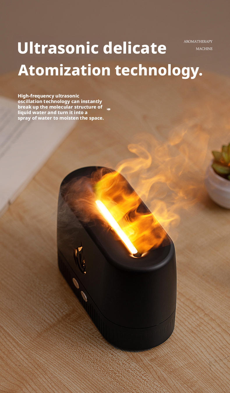 Essential Oil Flame Aromatherapy Diffuser USB Powered With LED Flame Light OEM Size