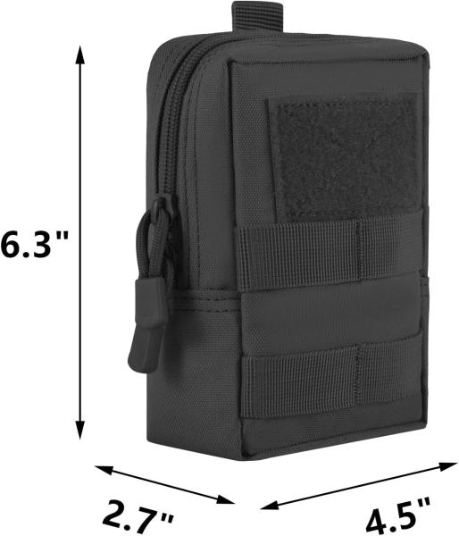 Molle Pouche, 5pc Tactical Molle Pouches Gadget EDC Pouch Hanging Waist Pocket For Hunting Sport Black