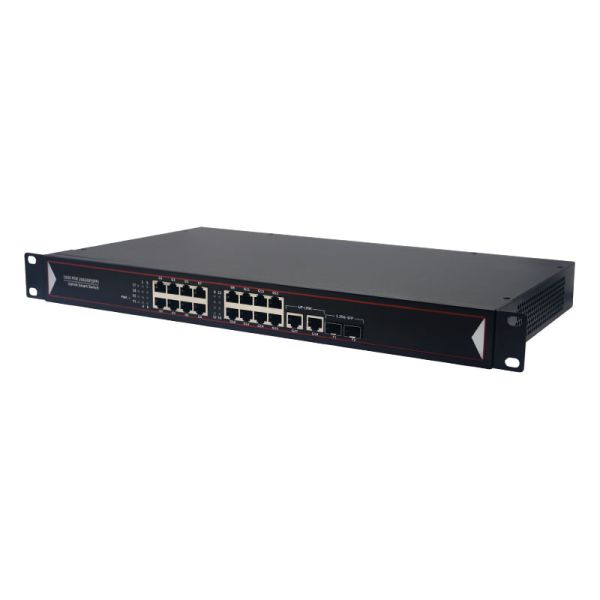 1U 1000 Mbps POE Switch 16 Full Gigabit PoE+ 2 Uplink 2 SFP PoE Ethernet Switch
