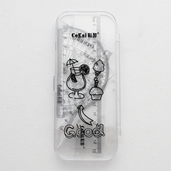 wholesale school stationery transparent plastic ruler set