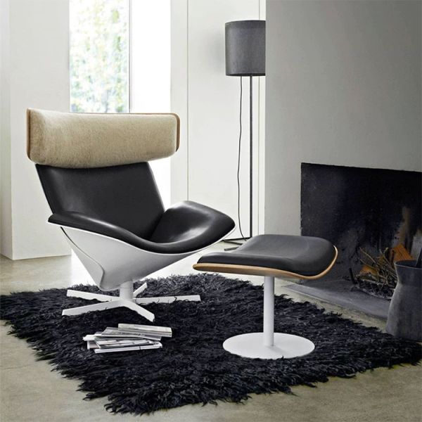 Arm Chair Modern Living Room Furniture Swivel Leather Accent Sofa Chair Lounge Chaise Chair Ottoman Version Included