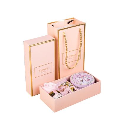 Handmade Rectangular Pink Cardboard Party Favor Boxes Giftbox Wedding OEM