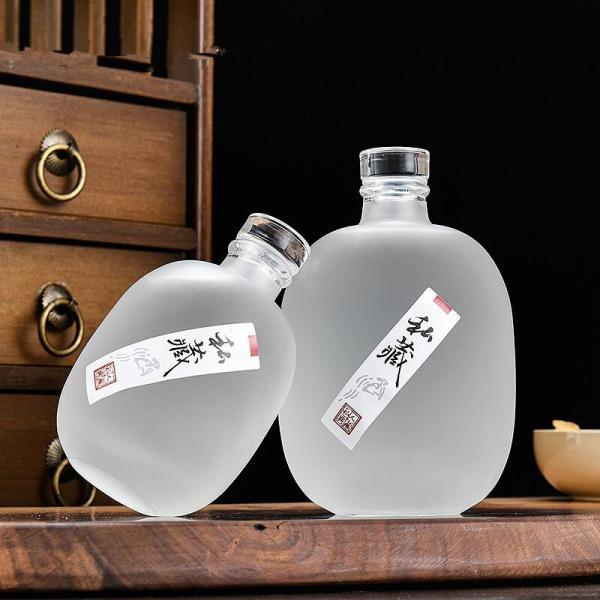 Vidro de Bebidas Industriais Redondo 250 ml 500 ml Garrafa para Bolhas Vinho de Frutas Vodka Rum 750 ml