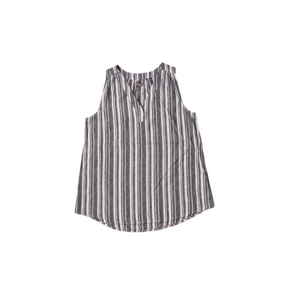 Summer Vertical Striped Women'S V Neck Vest 55% Linen 45% Rayon