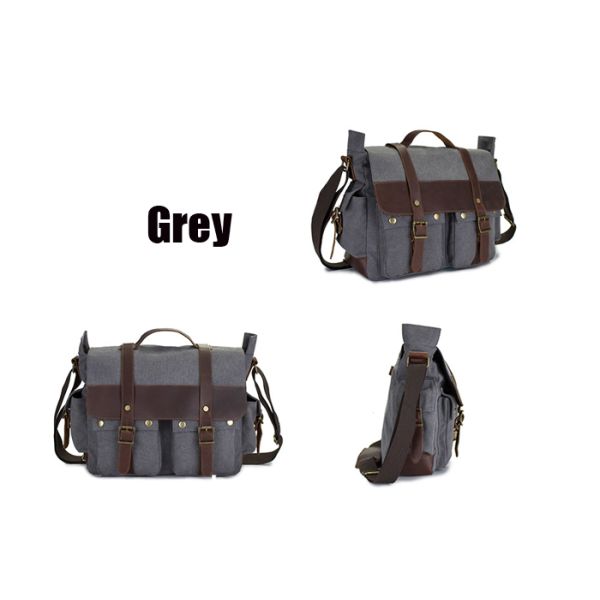 Grey Canvas Multifunctional Camera Bag