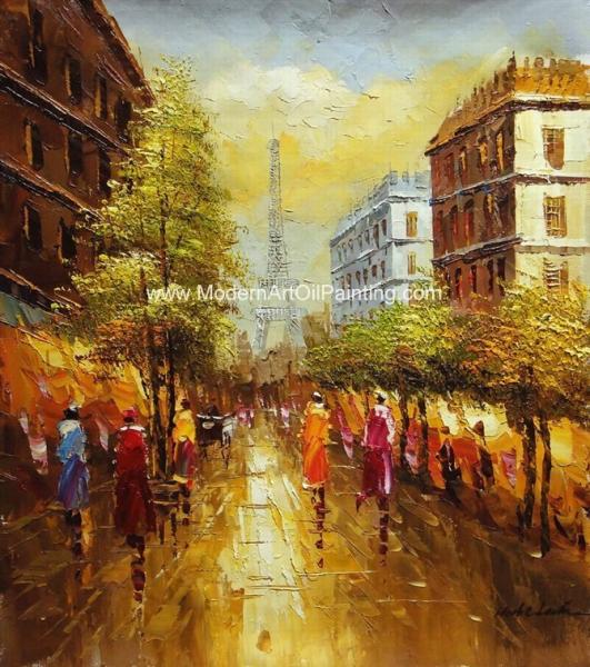Faca de paleta feito a mão da rua de Paris da pintura a óleo de Paris do impressionismo na lona
