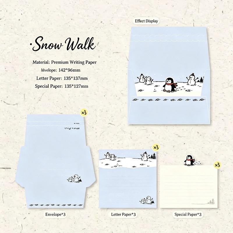 Cute Animal Letter Paper Set Tear Strip Easy Open Envelope Stationery