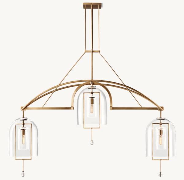 American Style Fulcrum Linear Brass Chandelier with Vintage Brass Finish 48.2 kg