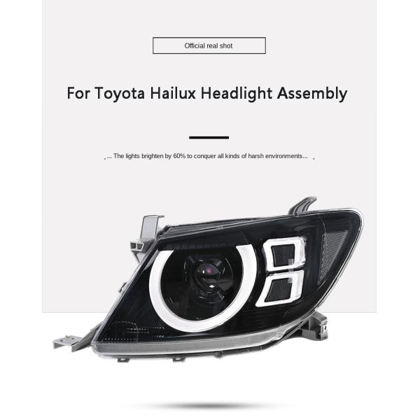 Demillon Front Headlight Assembly Modified LED Daytime Running Light Lens 2008-2012 for Toyota Hilux Vigo
