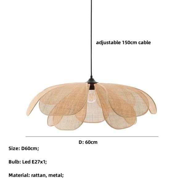 Restaurant Lighting Living Room Parlor Bar Decor Japanese Wicker Art Petal Pendant Light(WH-WP-141)