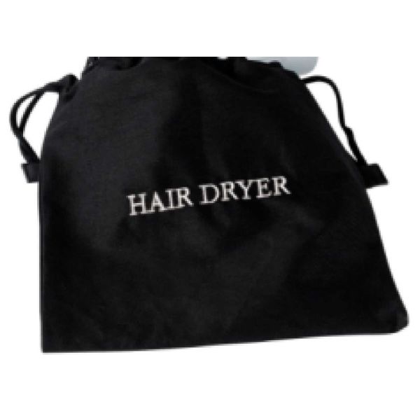 Custom Logo High-End Velvet Storage Bags for Hotel Hair Dryers Customizable Flocked Pouches for Guesthouses Boutiques