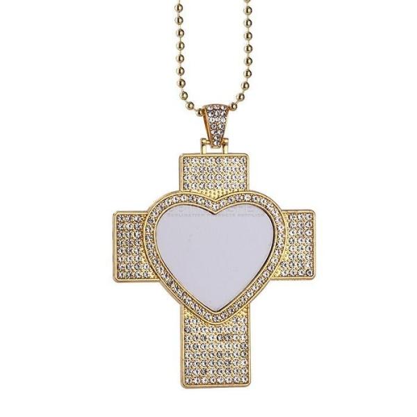 Hip Hop Men Cross Necklace Sublimation Rhinestone Necklace Jewelry Blanks