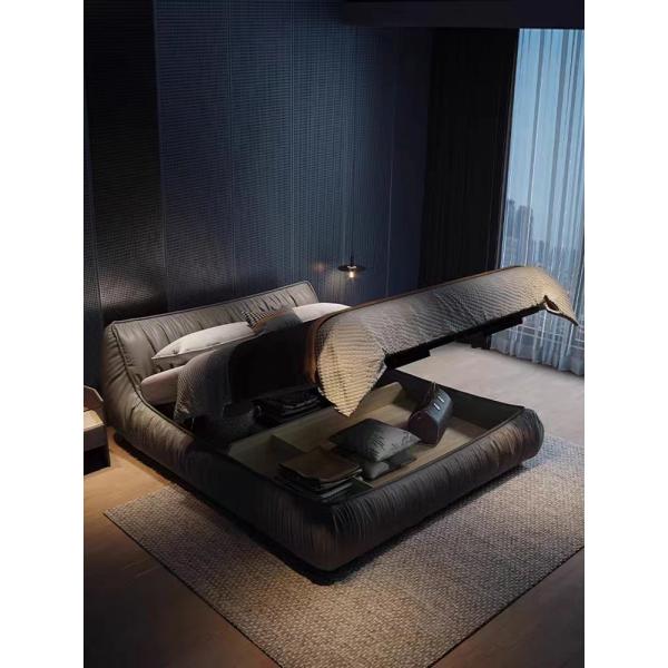 Cama nórdica do anti carvalho macio do bloco 1.8m da cama do couro da mobília do quarto do hotel da queda