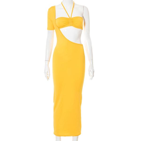 Irregular Cut Out Womens Party Maxi Dresses With Unilateral Sleeves