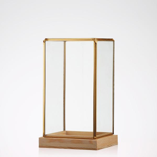 Rectangle Glass Homeware Decorative Succulent Plants Glass Terrarium With Wooden Base