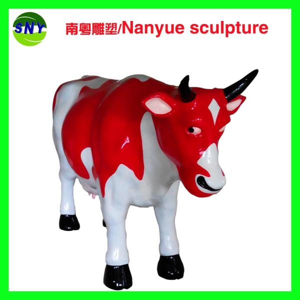 customize size fiberglass animal  statue colorful cow model as decoration statue in garden /square / shop/ mall