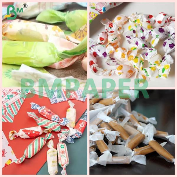 Embalaje de alimentos Papel de envoltura de caramelos blanco de doble cara encerado de 30 g - 40 g