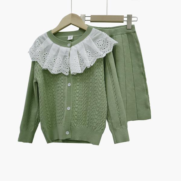 New Spring Fall Girl's Dress Sweater Suit For Little Girl Kids Children's Clothing Knitwear Top Skirt Two piece sweater dress