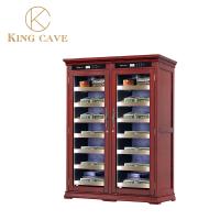 Refroidisseur de cigares à cadre en bois Humidor à double zone Grand refroidisseur de vin avec casier