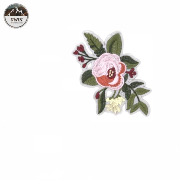 DIY Peony Flower Iron On Embroidered Patches / Custom Iron On Appliques 9 * 15CM Size