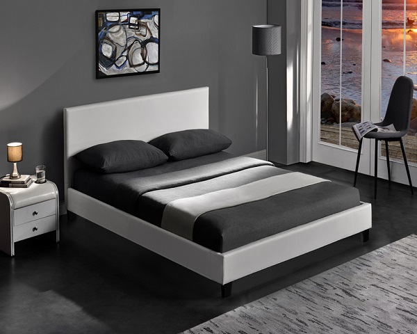 Белизна кровати PU современных дизайнов кожаная и черный свет СИД для спальни