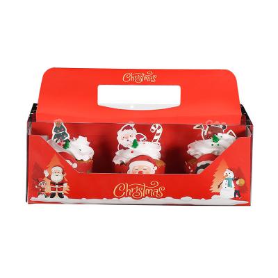 ODM Holiday Cake Christmas Bakery Boxes Cupcake Dessert Paper Packaging With Handle