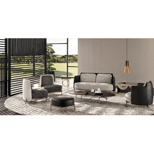 Grey Modern Fabric Sofa Set Bronze Base Finish Legs For Hospitality Contexts