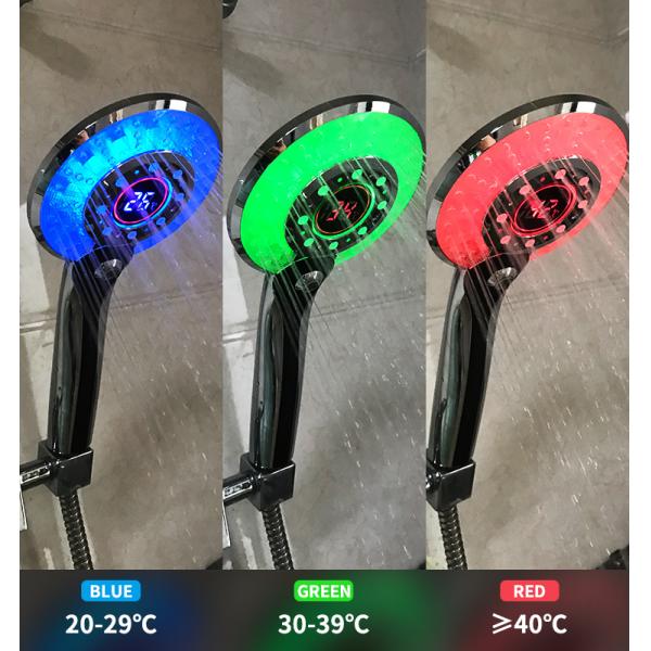 Plastic LED Digital Display Temperature Control Bathroom Rainfall LED Handheld Shower Head