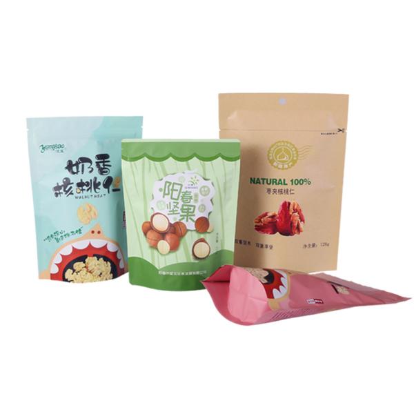 Plastic Stand-Up Pouch Food Packaging Bag For Self-Sealing Biodegradable Paper Bag