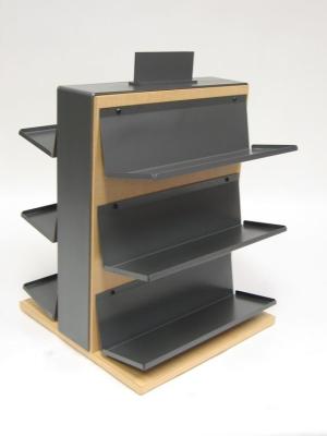Three Layers Metal Display Fixtures Wood And Metal Display Shelves Anti Rust
