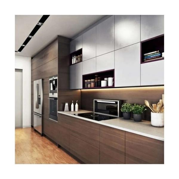 Smart Wood Lacquer Glossy Melamine Board Kitchen Cabinet Customized Italian Furniture