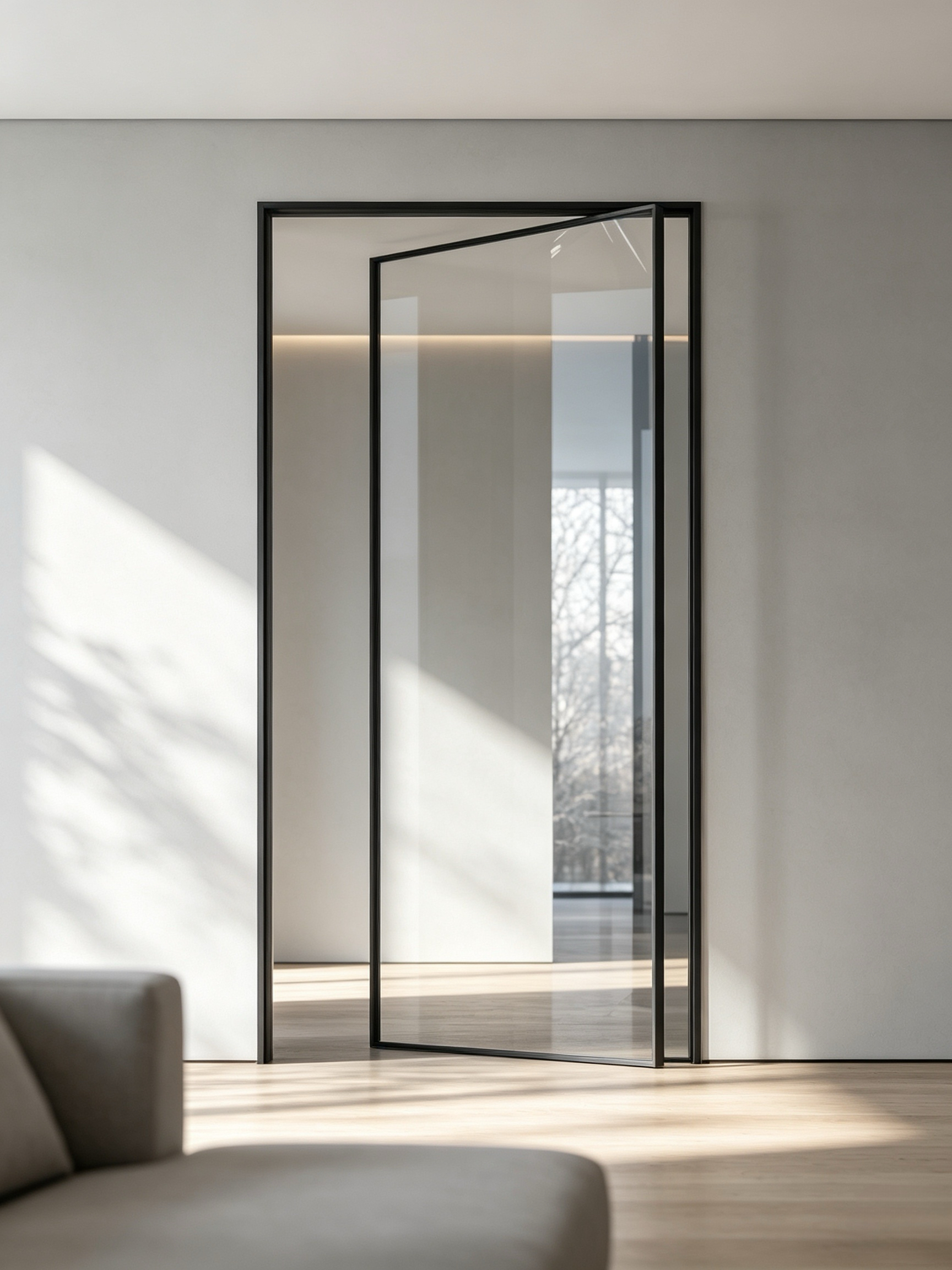 Custom Size Narrow Frame Pivot Door with T6-T5 Aviation-grade Aluminum Alloy and 304 Stainless Steel Hardware