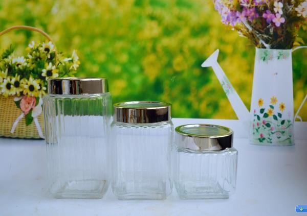 SET OF 3 PCS GLASS CANISTER