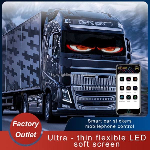 BGZM 16x32 Car LED Display Windshield Screen 12V Remote Control Devil'S Eye Animation Display
