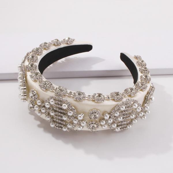 Heavy industry fashion sponge bride diamond pearl headbands creative luxury headband hair accessories