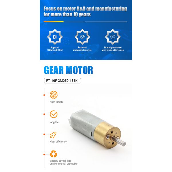 Slow Speed Micro DC Gear Motor16mm Diameter  6V 12V Electric Gearbox Motor