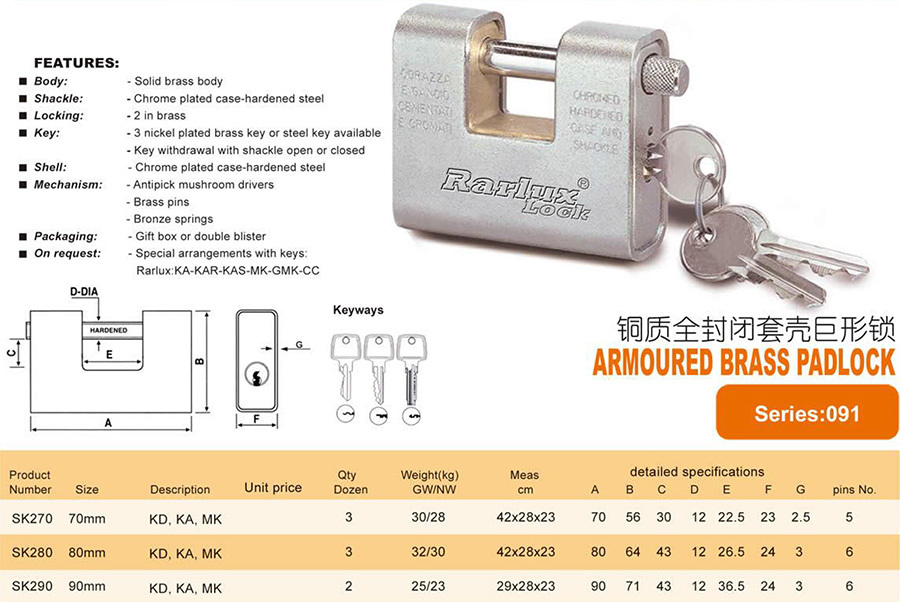 ARMOURED BRASS PADLOCK