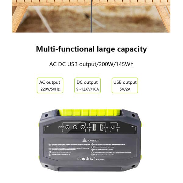 Portable Power Station 300w EU Plug LED Light  DC AC Solar Generator for Home Use 200W Products Certificates