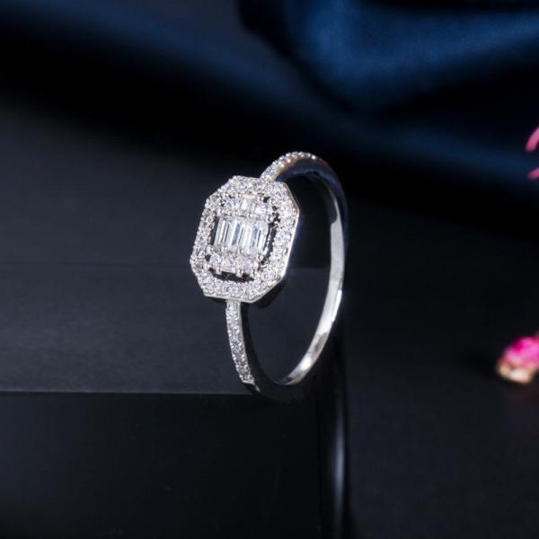 Princess Tiara Crown Sparkling Love Heart CZ Rings for Women Engagement Jewelry Square  CZ Ring Jewelry