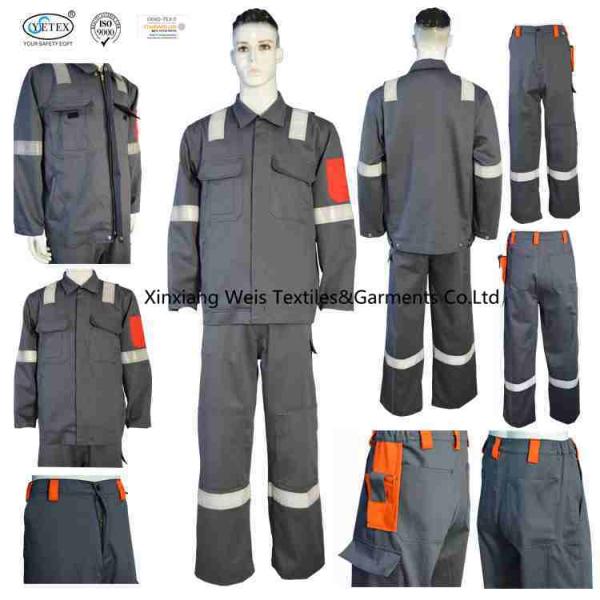 Grey Antistatic Workwears FR Fireproof Suits Oil Gas Industry