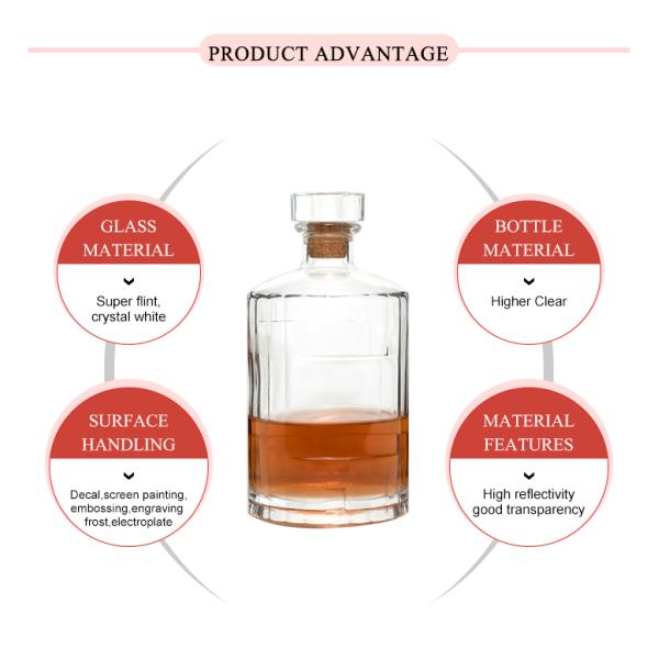 Customized Capacity 100-1000ml Clear Square Glass Spray Bottle for Whiskey Supply