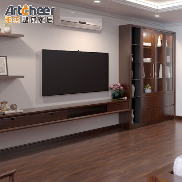 Rustic Style TV Cabinet with Melamine Finish and Customized Size for Modern Living Rooms