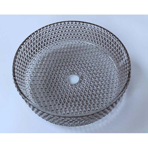 Countertop Mounted Glass Wash Bowl Transparent Ligth Grey Color Bathroom Basin Sinks