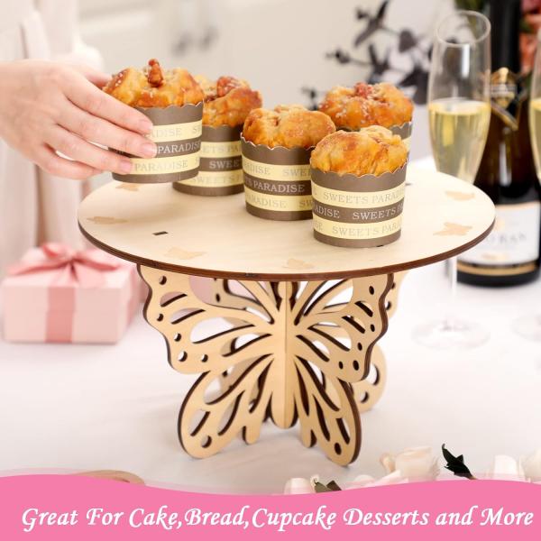 Stand de gâteau en bois papillon Mariage Douche de bébé Anniversaire Table rustique Pièce centrale Décorations de fête