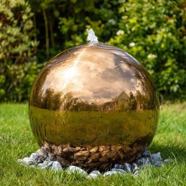 Stainless Steel Sphere Water Feature Mirror Polished With Rotating Ball