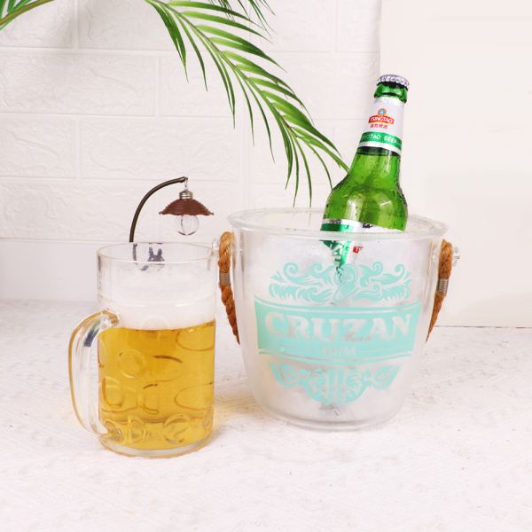 50oz Vintage Plastic Wine Cooler Bucket Acrylic Drink Tub Customized For Home Bar
