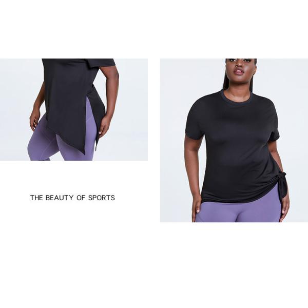 XS-XXXXXL Women'S Plus Size Yoga Wear Side Slit Black Sexy Back T Shirts