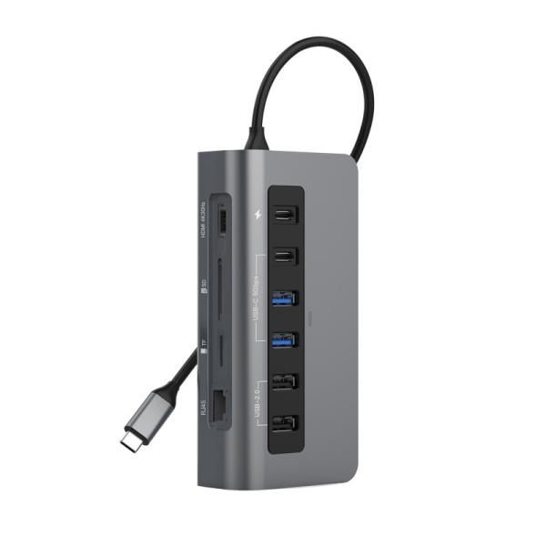 Hub USB C 10 ports 5 Gbit/s avec sortie vidéo HDMI 4K, Ethernet Gigabit, lecteur de carte et sorties de données USB C