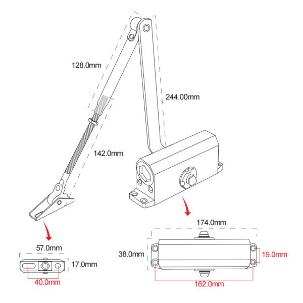 DC45 Door Closer Zinc Alloy Material Electric Door Closer , Automatic Door Opener 40 - 65