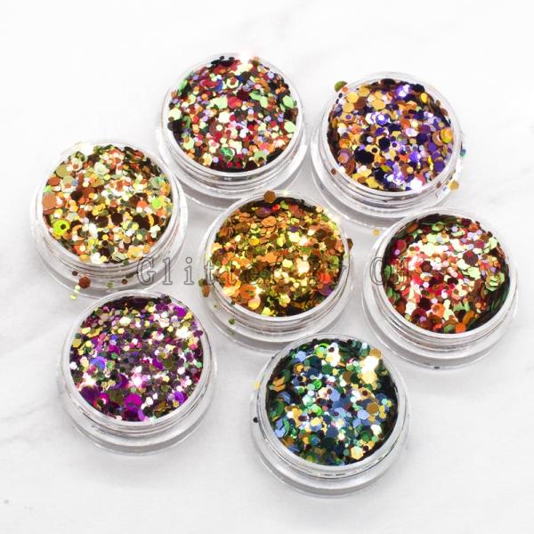 Makeup Chunky Mix Rainbow Face Glitter Powder Polyester Pet Friendly OEM